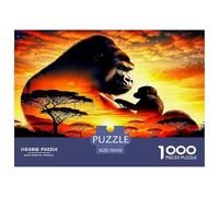 Gorilla Impossible Hard Difficult Challenging 1000 Piece Puzzle - Gorilla Savanna Sunset Serene Majestic Natural for Adults Decompression Great Gift Idea70x50cm/1000pcs