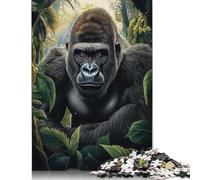 Gorilla in Jungle Puzzle 100% Recycled Cardboard Premium Cardboard Jigsaw Puzzle for Adult Children 500pcs (52x38cm)