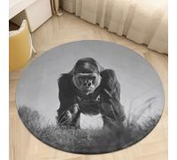 Gorilla in The Grass Area Rug Washable Circle Carpet Non-Slip Round Floor Rug Small Low Pile Waterproof Print Door Mat Pad Decor for Bedroom Living Room Bathroom Kitchen 60 * 60cm