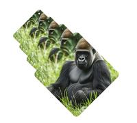 Gorilla in the Grass Car Air Freshener Cards for Women Men 4 Pack Cute Car Accessories Long Lasting Scent Car Diffuser Hanging Auto Aromatherapy Tablets Car Fresheners Gifts