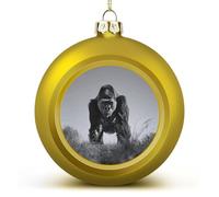 Gorilla in The Grass Christmas Ball Ornament Shatterproof Hanging Ball Ornaments with String Decorative Christmas Baubles for Xmas Tree Home Wedding Holiday Party Decor Supply