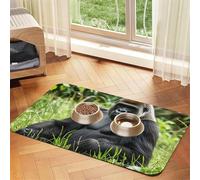 Gorilla in The Grass Dog Food Mats for Floors, 12x18 Inch Non-Slip Super Absorbent Pet Food Mat, Dishwasher Dog Mat for Food and Water, Cute Rubber Quick Dry Pet Feeding Mat for Dogs Puppy Cats