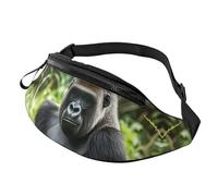 Gorilla in the Grass Fanny Pack for Men Women, Waterproof Sports Waist Bag Fashion Belt Bag Crossbody Bags Hip Bum Bag with Adjustable Strap Large Sling Bag Purse for Travel Hiking