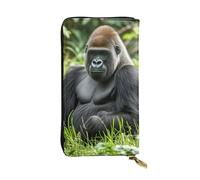 Gorilla in the Grass Leather Wallet RFID Blocking Credit Card Case Large Capacity Money Organizer with Zipper Pocket - Slim Minimalist Cash Wallet for Men Women Phone Clutch Gift