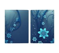 Gorilla in The Grass Passport Wallet Travel Passport Holder Pu Passport Cover Slim Card Case Cover for Women Men Leather Holder Case Travelling Essentials, Blue Mini Flower Swirl, 20.3x13.8cm