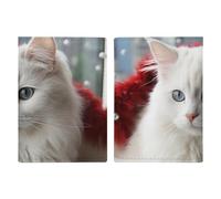 Gorilla in The Grass Passport Wallet Travel Passport Holder Pu Passport Cover Slim Card Case Cover for Women Men Leather Holder Case Travelling Essentials, White Cat, 20.3x13.8cm