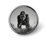 Gorilla in The Grass Round Lapel Pin Women's Novelty Buttons & Pins Metal Badge Cute Brooch Retro Pinback Badge Fashion Bag Pins for Hat Backpacks Tie Suit Wedding Party Accessory