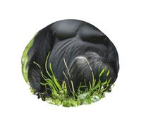 Gorilla in the Grass Shower Cap for Women Men, Adjustable Reusable Shower Bonnet Double Layer Waterproof Bath Caps, EVA Lining, Elastic Band Hair Cap for All Hair Lengths