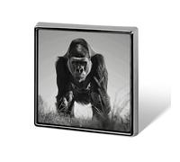Gorilla in The Grass Square Lapel Pin Women's Novelty Buttons & Pins Metal Badge Cute Brooch Pin Retro Pinback Badge Fashion Bag Pins for Hat Backpacks Tie Suit Wedding Party Accessory