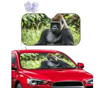 Gorilla in The Grass Windshield Sun Shade for Car Personalized Window Sunshades Foldable Sun Heat Uv Rays Visor Protector to Keep Your Vehicle Cool for Universal Cars SUV Truck 51x27.5 Inch