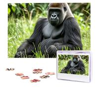 Gorilla In The Grass Wooden Puzzles 1000 Pieces Personalized Jigsaw Puzzle For Adults Interesting Custom Photo Puzzles Gift For Holiday Birthday Wedding Anniversay
