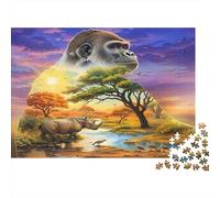 Gorilla Jigsaw Puzzles African Savanna 1000Pc Recycled Paper for Adults Puzzle Fun Activity Home Exercising Hands-on Skills Great Gift Idea 70x50cm/1000pcs