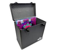 Gorilla LP50 12" Vinyl Record Storage Box Case (All Black) with Free Cleaning Cloth