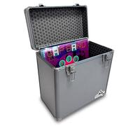 Gorilla LP50 12" Vinyl Record Storage Box Case (Grey) with Free Cleaning Cloth