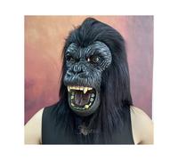 (Gorilla mask A) Raptor Mask with Fur Original Furri Dragon Dinosaur Head Latex Mascara