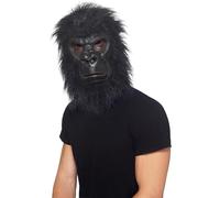 Smiffys Gorilla Mask, Black with Hair, Foam Latex, Party Animals Fancy Dress, Animal Dress Up Masks Halloween