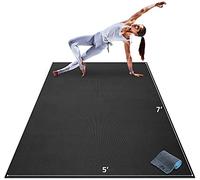 Gorilla Mats Premium Large Yoga Mat - 7' x 5' x 8mm Extra Thick & Ultra Comfortable, Non-Slip Barefoot Exercise Mat - Works Great on Any Floor for Stretching, Cardio or Home Gym Workouts