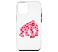 Gorilla Minimalist Red Pink Heart Women Girls Case for iPhone 12/12 Pro