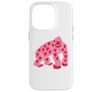 Gorilla Minimalist Red Pink Heart Women Girls Case for iPhone 14 Pro