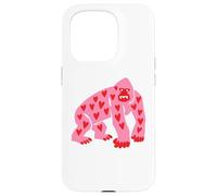 Gorilla Minimalist Red Pink Heart Women Girls Case for iPhone 15 Pro
