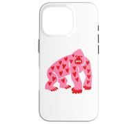 Gorilla Minimalist Red Pink Heart Women Girls Case for iPhone 16 Pro