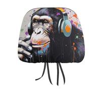Gorilla Monkey Love Music Cover For Car Seat Novelty Printed Decorative Headrest Protector Covers Interior Accessories
