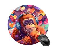 Gorilla Monkey Round Mouse Pad with Non Slip Rubber Base Waterproof Mousepad for Laptop Computer Office