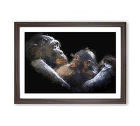 Gorilla Mother & Child in Abstract Framed Print | A2 Walnut Framed Wall Art | Ready to Hang | Abstract Animal Picture | Living Room Bedroom Lounge Office