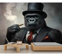 Gorilla Mural Wallpaper, Mr. Gorilla Wall Mural, Funny Animals Wallpaper for Farmhouse Living Room Bedroom Sofa TV Background Decor - 200x140cm