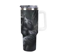 Gorilla on The Ground 40 Oz Tumbler with Handle And Flip Straw, Vacuum Insulated Stainless Steel Tumbler Cups, Travel Coffee Mug, Dishwasher Safe & Bpa-Free, Reusable Water Bottle(white)