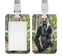Gorilla on The Ground Badge Holder Waterproof Plastic ID Card Badge Holders with Lanyard Vertical Card Case Protector Pouch Clear Window Work Badges for Women Men