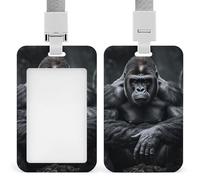 Gorilla on The Ground Badge Holder with Lanyards Retractable Vertical Plastic Id Badge Holder Name Key Card Holders Case for Teacher Nurse Doctor Office Gift for Coworkers