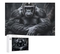 Gorilla on The Ground Jigsaw Puzzle 1000 PCS Challenging Fun Puzzles Wooden Jigsaw Puzzles for Adults Families