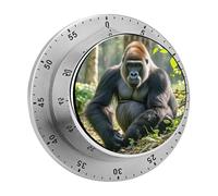 Gorilla on The Ground Kitchen Timer with Loud Alarm 60-Minute Magnetic Countdown Reminder for Cooking Stainless Steel Visual Wind Up Timer