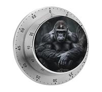 Gorilla on The Ground Mechanical Kitchen Timer 60 Minute Wind Up Countdown Clock with Magnetic Back Loud Alarm Stainless Steel Manual Timer for Cooking Baking Classroom Home Gym