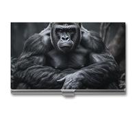 Gorilla on The Ground Metal Business Card Case for Men Women Slim Pocket Purse Multi Wallet Professional Pocket Card Holder for Name Card Credit Card, style, One Size