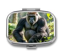 Gorilla on The Ground Pill Box 2 Compartment Portable Pill Case Daily Square Pill Organizer for Pocket Purse Daily Medicine Container to Hold Vitamins Fish Oil Travel Gifts