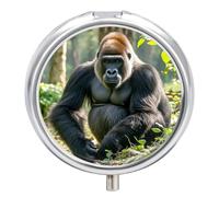 Gorilla on The Ground Pill Case 3 Compartment Portable Pill Box Daily Round Pill Organizer for Pocket Purse Daily Medicine Container to Hold Vitamins Fish Oil Travel Gifts