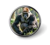 Gorilla on The Ground Round Badge Personalized Metal Lapel Pin Badges Fit Clothing Bags Hat Humorous Printed Brooch Badge Party Decorations Accessories for Men Women