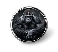 Gorilla on The Ground Round Lapel Pin Brooch Badge Cute Tie Tack Pin for Hats, Clothing, Bags Unique Fashion Accessories Gift for Men & Women, Circular, Aluminum, no gemstone