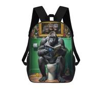 Gorilla on The Toilet Backpack, 3D Printed School Bag, School Lunch Bag, Travel Backpack, Friends Backpack, School Backpack for Girls And Boys 17inch