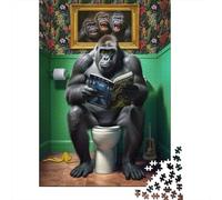 Gorilla on The Toilet Jigsaw Puzzle for Adults, 1000 Pieces, 38x26cm/1000pcs, Screen-Free Activity, Relaxing Indoor Time And Time at Home