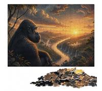 Gorilla overlooking a river at sunset Jigsaw Puzzle for Adults, 500 Pieces | For puzzle fans: Adult Puzzle - solo or shared puzzle time in spare time.