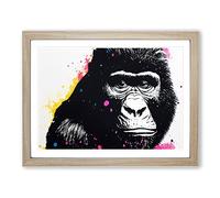 Gorilla Painted Vol.3 Framed Print | A2 Oak Framed Wall Art | Ready to Hang | Modern Animal Picture | Living Room Bedroom Lounge Office