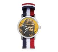 Gorilla Painting Funny Wrist Watches for Men Women Casual Braided Strap Easy Reader for Work Workout