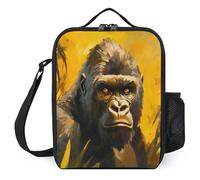 Gorilla Painting Portable Lunch Bags for Picnic Office Work Insulated Lunchbox Reusable Meal Holder