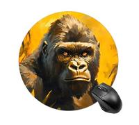 Gorilla Painting Round Mouse Pad Waterproof Mousepadswith Non-Slip Rubber for Laptop Games Homework Office