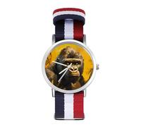 Gorilla Painting Wrist Watches Nylon Braided Strap Non-Scale Work Casual Watch