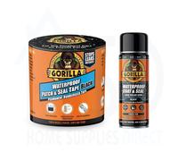 Gorilla Patch & Seal Tape 100mm x 3M Black + Waterproof Coat & Seal Spray 450ml - Complete Waterproof Repair Kit