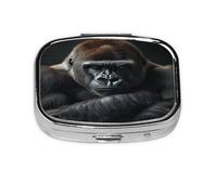 Gorilla Pattern Pill Case Pill Box Travel Pill Organizer Small Square Medicine Box for Purse & Pocket Gifts